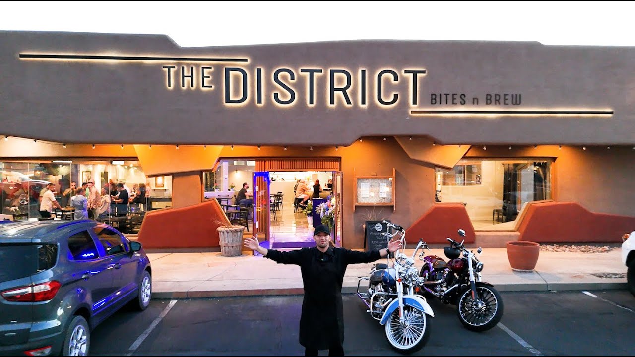 Group gathering at The District Bites N Brew